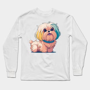 Maltese Dog Portrait Long Sleeve T-Shirt